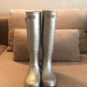 Hunter Tall Boots-Silver color size 9.
